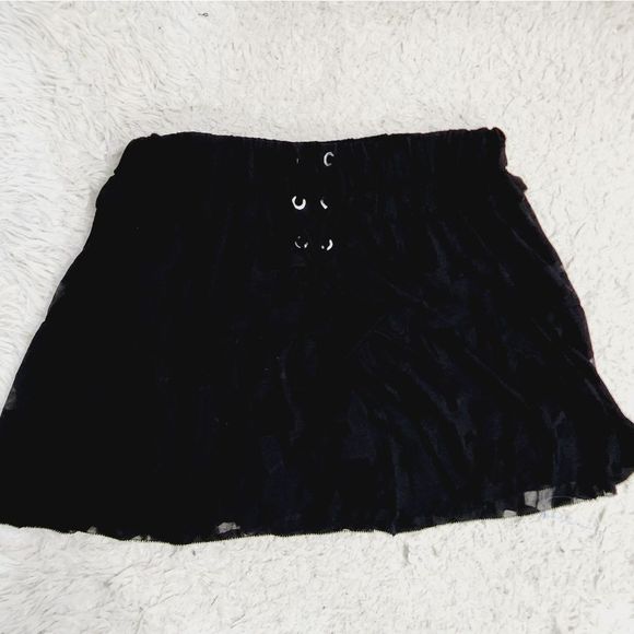 IRO  Carmel 16 W lace up chiffoncriss cross lace  black sheer skirts size 42 - Picture 5 of 13